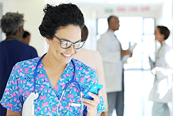 Nurse using phone